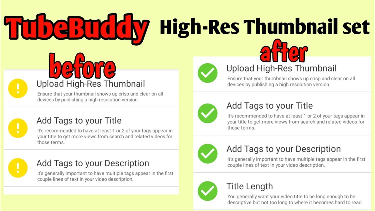 tubebuddy Upload High-Res Thumbnail not show | Add Tags to your Title | Add Tags to your Description