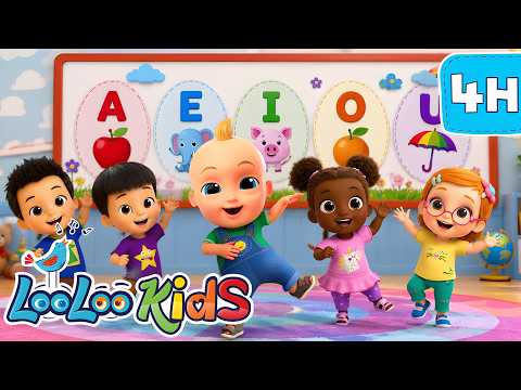 A Ram Sam Sam - Learn Vowels 🎒👏 | 4 Hours of Educational Kids Songs | LooLoo Kids