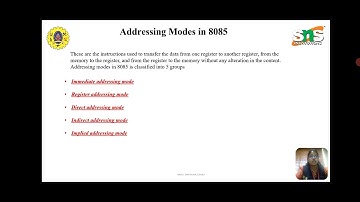 LECTURE VIDEO - ADDRESSING MODES OF 8085 | J.SWATHI, AP/MCT