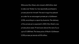 Elon Musk purchased an $80,000,000 private jet after recently acquiring Twitter!