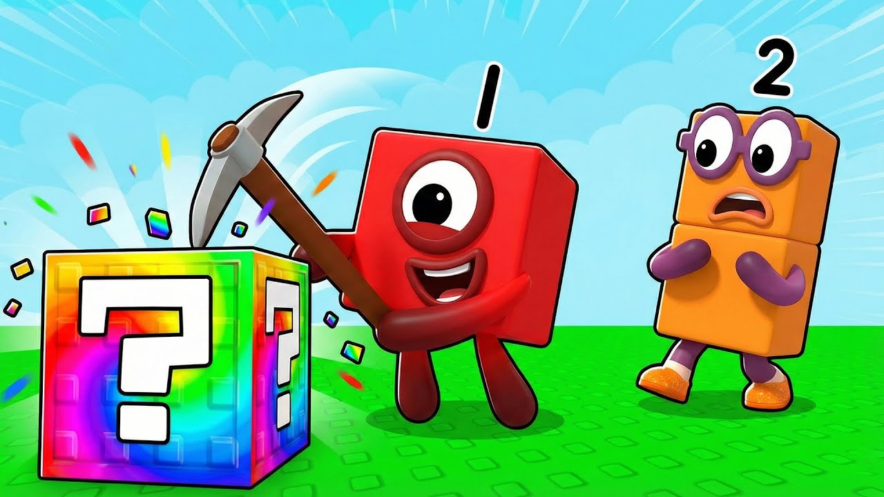 Numberblocks Play Break a Lucky Block in Roblox!