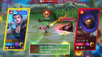CHOU VS ALDOUS 500 STACK!! VITORY OR DEFEAT?? | CHOU GAMEPLAY - MLBB