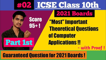 ICSE 2022 Computer Applications Class 10 Important Questions Semester 1 | Part 1 |