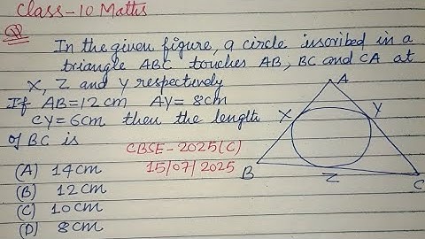 In the given figure a circle inscribed in a triangle ABC touches.. | cbse class 10 maths
