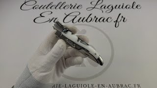 Couteau Laguiole manche Guimauve Blanc (acrylique)