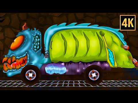 Scary Garbage Truck & Halloween Animated Cartoon Video for Kids