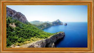 4K Framed Art Wallpaper  Stunning Ocean Promontory &amp; Azure Waters
