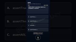 Quiz - 075 | Which JUnit 5 assertion checks an exception is thrown? | #shorts #java #quiz