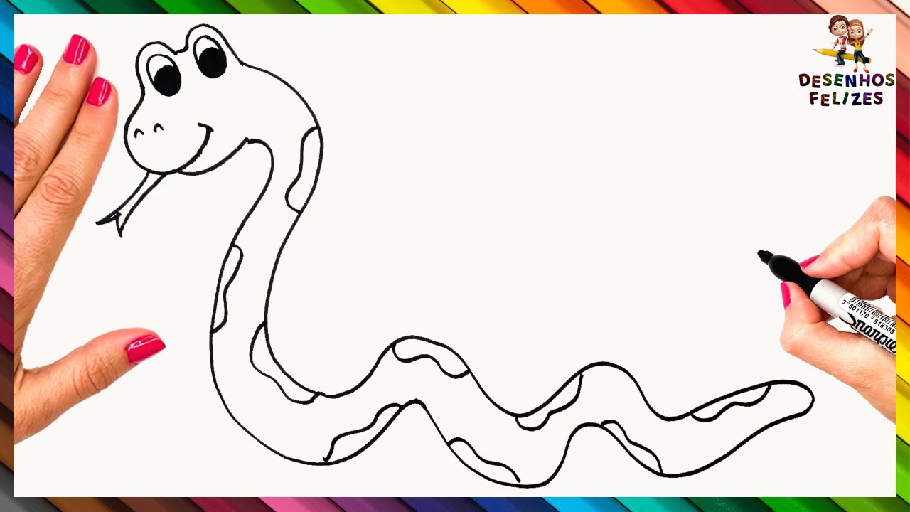 Desenho de cobra para colorir animal. Réptil cobra - Desenhos Para