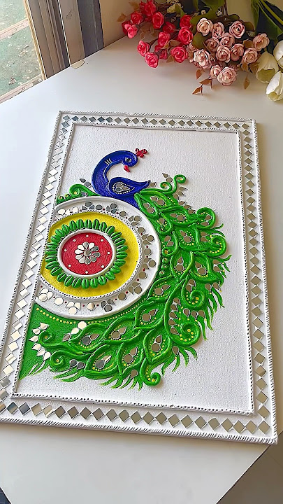 Peacock Lippan Art | Attractive Lippan Art | DIY Art | DIY Craft | Peacock frame | #lippanart #diy