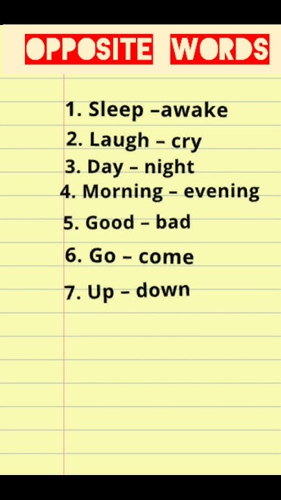 Basic Opposite Words Sleep Laugh Day Morning Up Evening Ka basic-opposite-words-sleep-laugh-day-morning-up-evening-ka