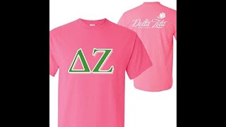 Victorystore Delta Zeta - Greek Letters And Logo - Standard Safety Pink T-Shirt