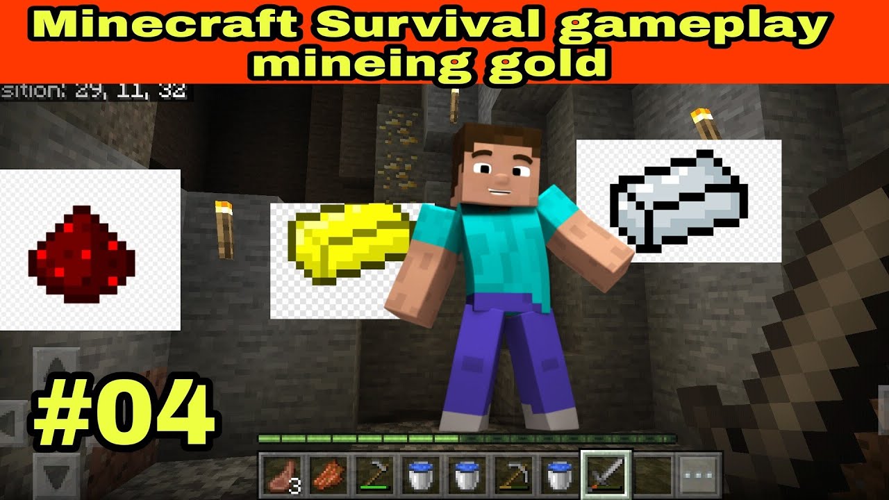 Minecraft Survival gameplay in hindi 😋 mineing gold diamond - YouTube