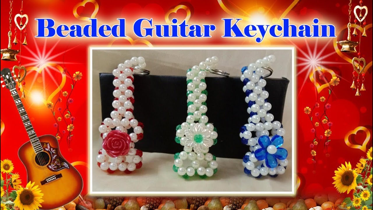 Beaded Guitar Keychain