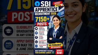 SBI Apprentice Recruitment 2026 🔥 7150+ Posts | Graduation Pass SBI Job 2026 #govtjobs #bankjob