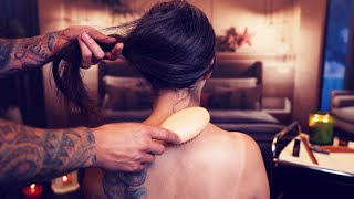 ASMR | Hair Brushing, Scalp and Shoulder Massage for Relaxation and Sleep | No Talking Real Person