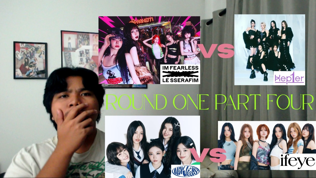 Screenshot from Clanzier's K-Pop Girl Group March Madness 2026 video featuring Le Sserafim