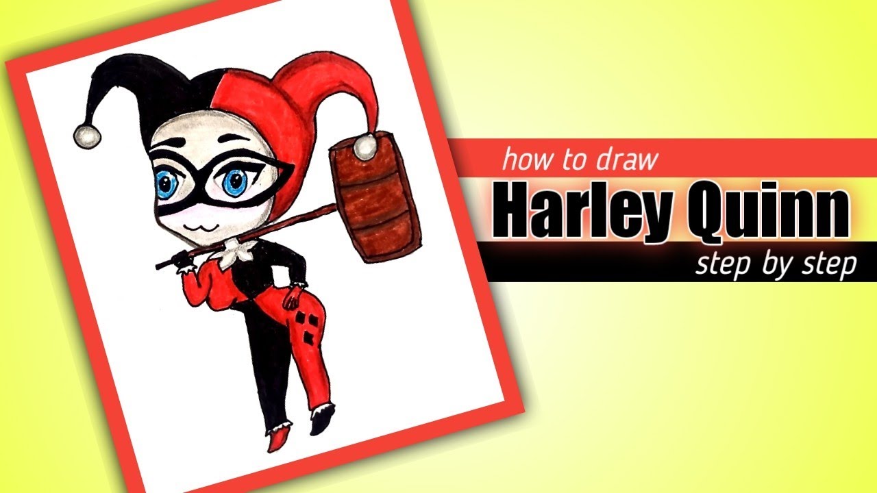How to draw a Cartoon HARLEY QUINN step by step - YouTube