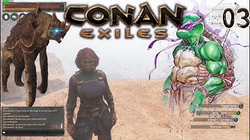 Conan Exiles PVE C The Exiled Lands 03 Mountain climbing & Donatello Fail