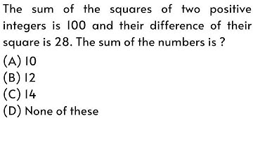 The sum of the squares of two positive integers is 100 and their difference |PPSC |Math |Urdu/Hindi