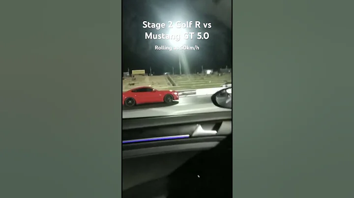 Stage 2 Golf R vs Mustang GT 5.0 rolling race at 50km/h #automobile #golfr #car #stagetwo