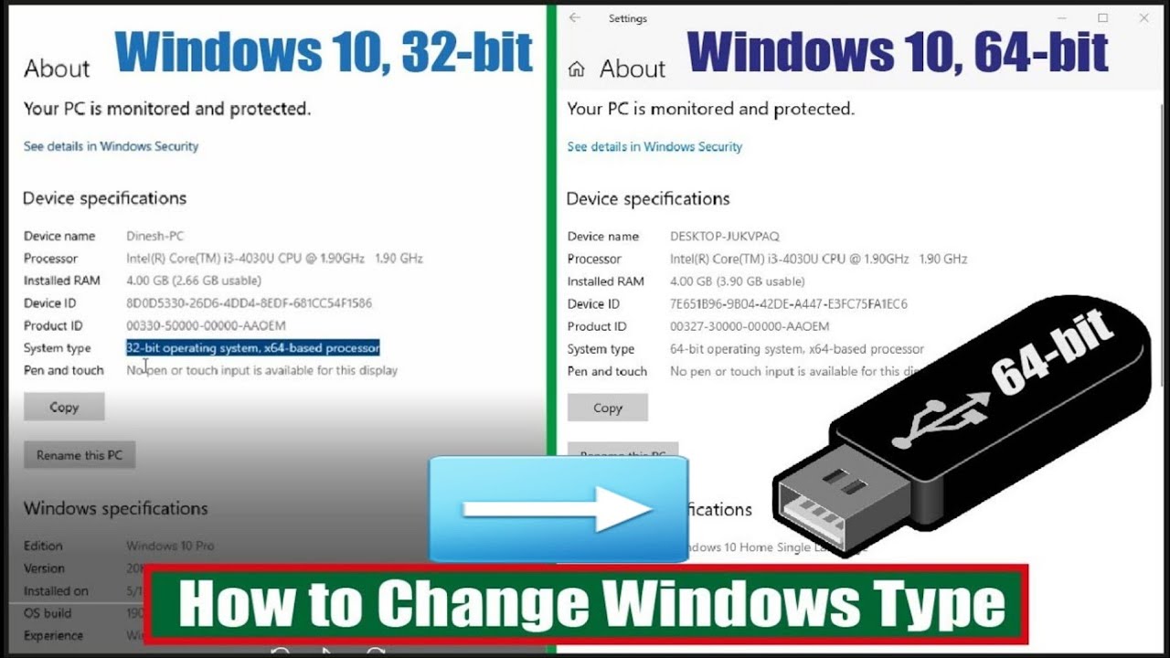 uddannelse domæne klimaks How to Upgrade Windows type 32-bit to 64-bit | Install windows 10 using  bootable USB drive - YouTube