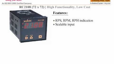 SELEC RC2108 RATE//RPM INDICATOR