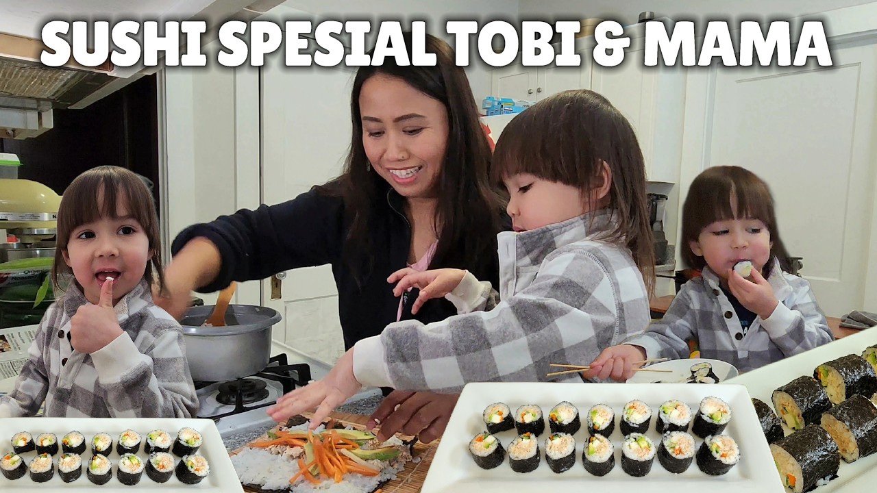 SUSHI HOMEMADE PRAKTIS YANG BIKIN ANAK LANGSUNG LAHAP 🥰🥰 II SUSHI SPESIAL BUATAN TOBI & MAMA 😃