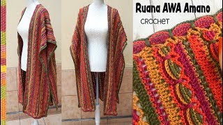 Ruana AWA Amano &quot;estampada&quot; tejida a crochet / Tejiendo Perú