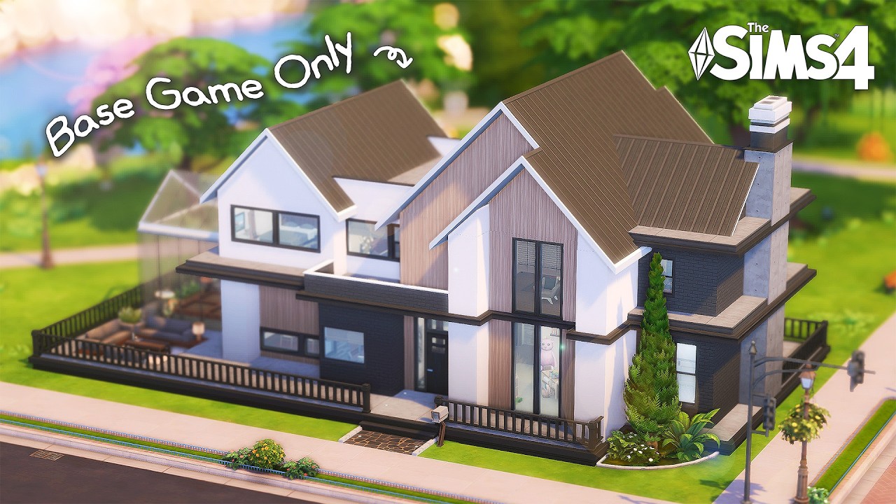 심즈4 건축 | ✨ 심즈 건축 고인물의 기본 게임만으로 만든 대가족 모던하우스! (+원예공간을 위한 온실까지) | NOCC
