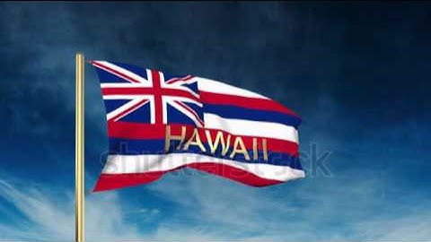 hawaii flag slider style with title. Waving in the wind with cloud background animation Stock video