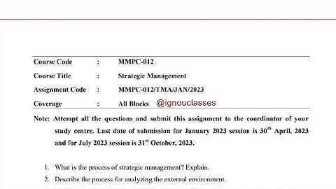 IGNOU MMPC-012 Solved Assignment Jan 2023 | July 2023 [FREE] | MBA | Strategic Management