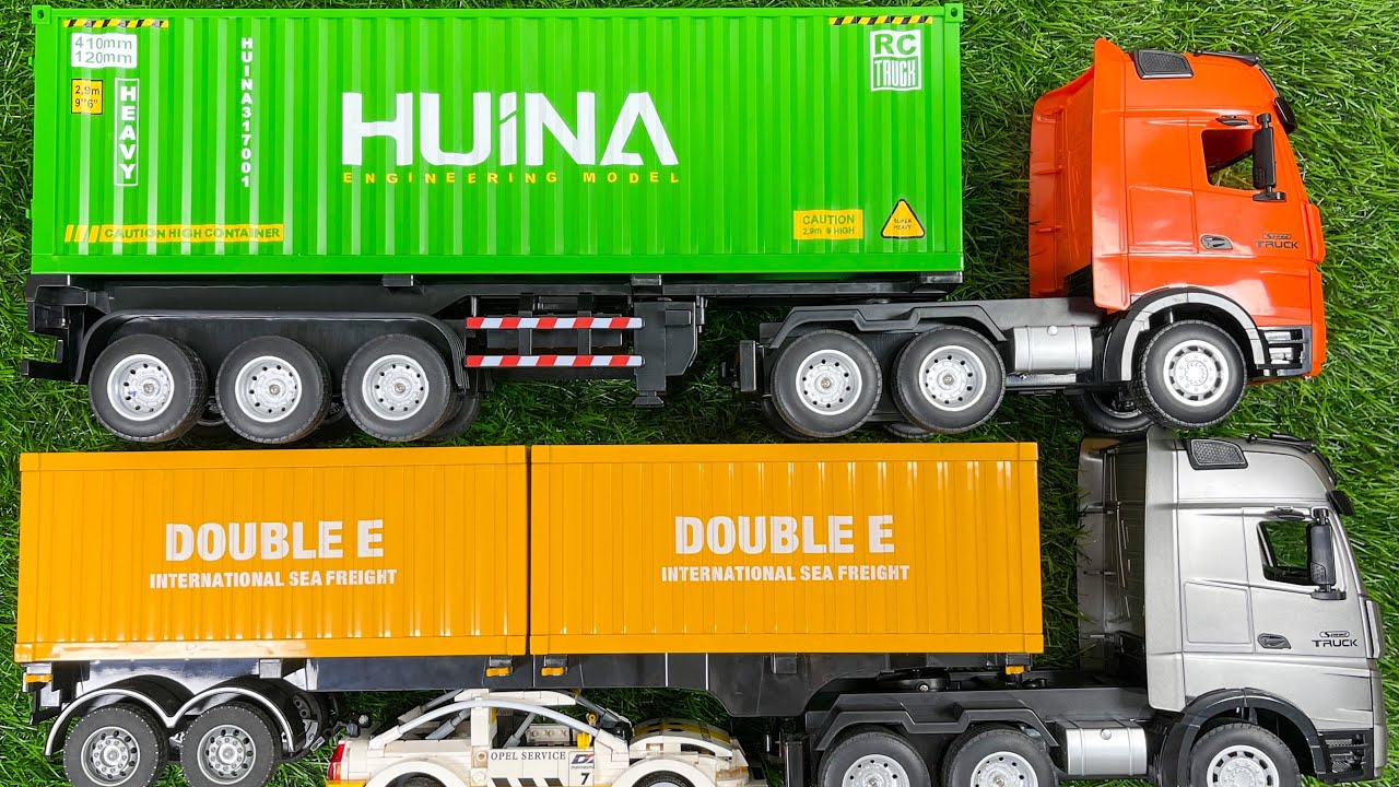 Распаковка двухконтейнерного радиоуправляемого грузовика. Прицеп для радиоуправляемого грузовика