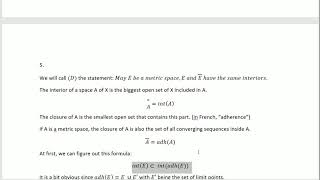 Packs Maths Classics #5 : int(adh(E)) =?= int(E) Topology of metric spaces