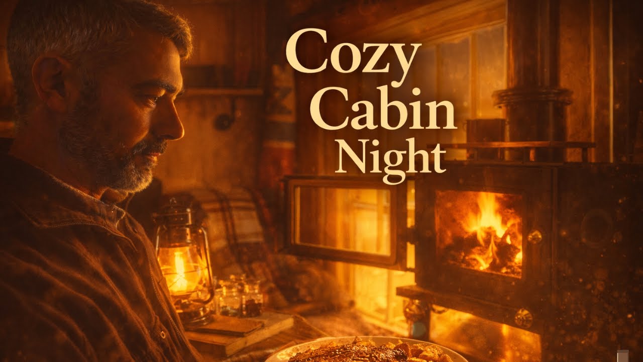 A Quiet Dinner by the Wood Stove | Cozy Tiny Cabin Night