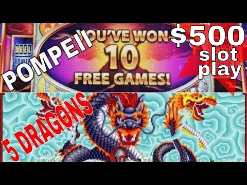 5 Dragons Slot Machine & POMPEII Slot Machine ★MAX BET BONUSES★ ! $500 Wonder 4 Tower Live Slot Play