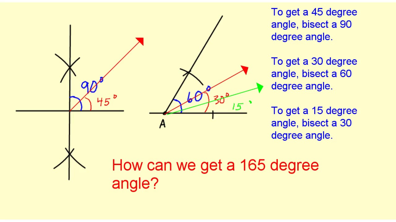 Construct a 165 Degree Angle - YouTube
