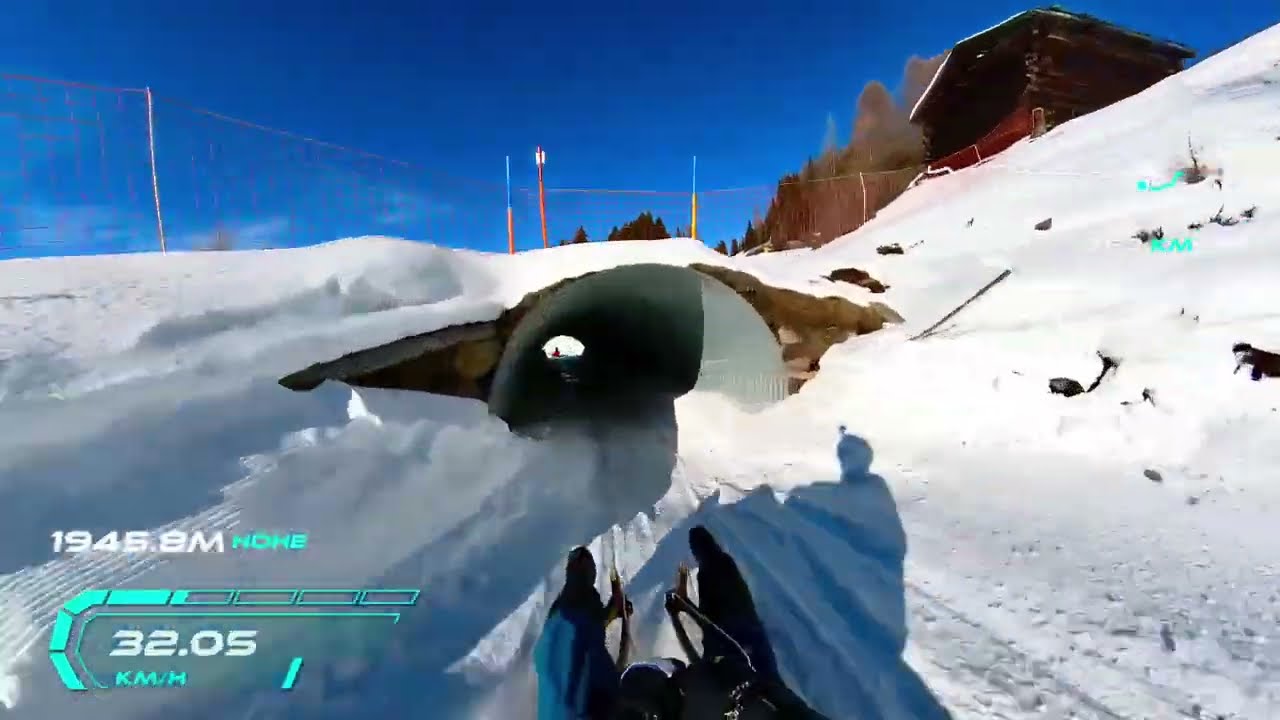 Rodeln Schlitteln Davos Rinerhorn (30.01.2023) - 6. Abfahrt