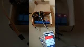 Controlling Relay using Push Button, IR Remote, Android App and Voice control using Arduino