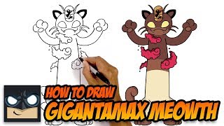 how to draw gigantamax meowth pokemon sword and shield