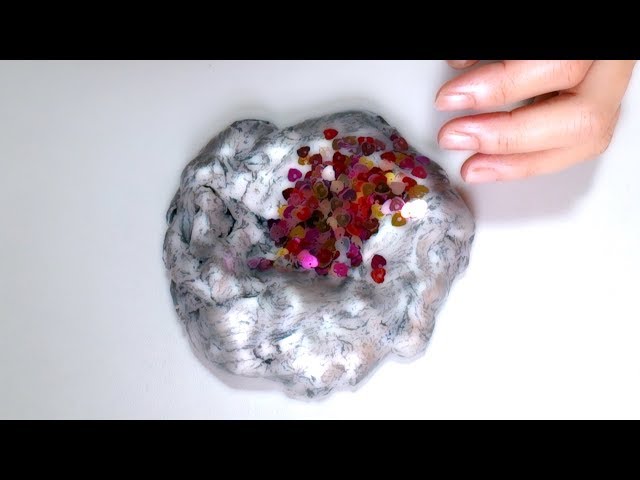【ASMR】スライム作ってスパンコール混ぜてみた音フェチ 클리어 젤 반짝이 슬라임 Clear gel sequins slime No talking