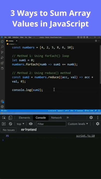 three ways to sum array value in javascript - YouTube