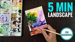 Watercolor Landscape With Me 🎨 Easy Painting for Beginners #watercolortutorial #watercolorflow #art