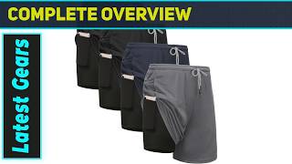 Kinglaman 1/4 Pack Men's 2 in 1 Lined Running Shorts Gym Athletic Shorts Best Choice for Training