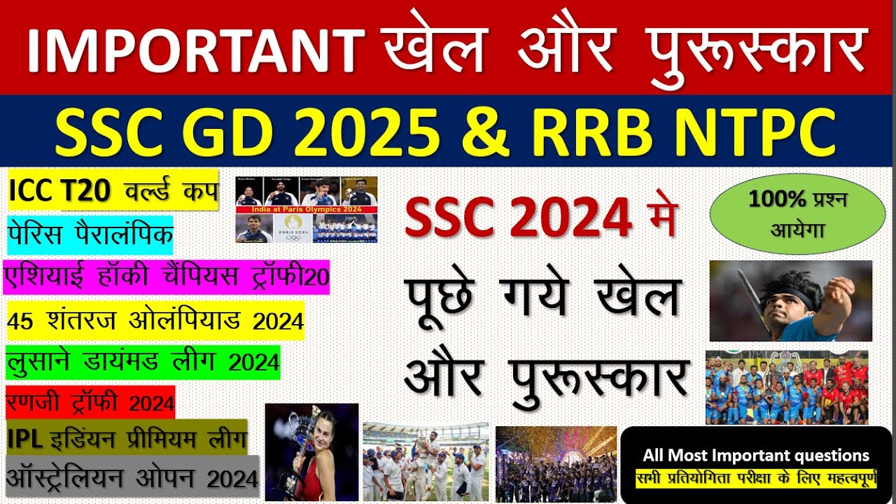 SSC GD 2025| Important Games & Awards For SSC GD and RRB NTPC Exam 2025 ...