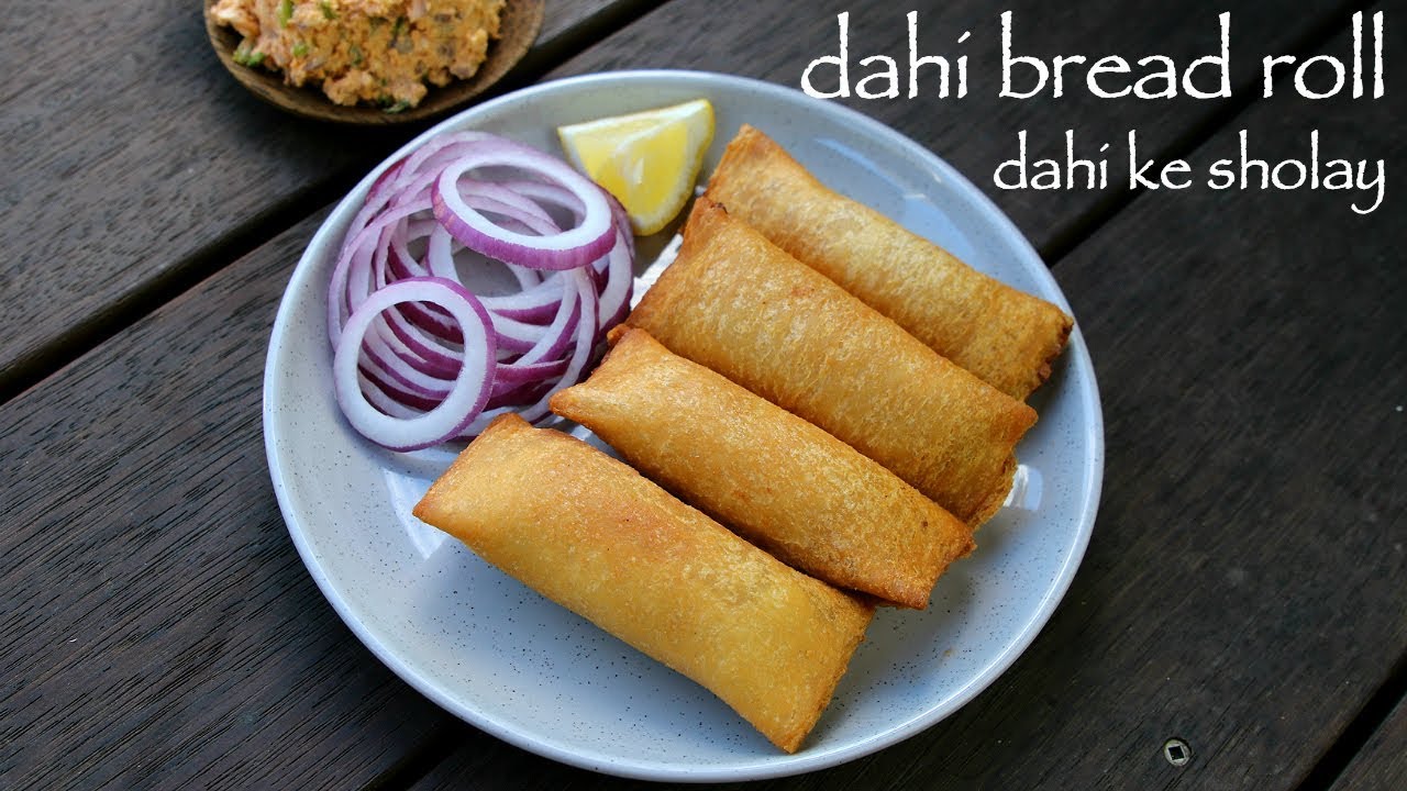 dahi ke sholay recipe | dahi bread roll | bread curd fire roll | dahi ke sholey | Hebbar Kitchen
