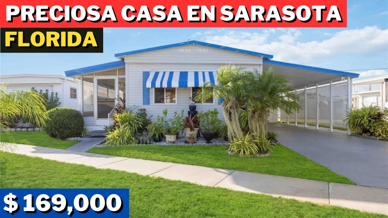 BONITA CASA MÓVIL EN VENTA EN SARASOTA EN FLORIDA INCLUYE EL TERRENO