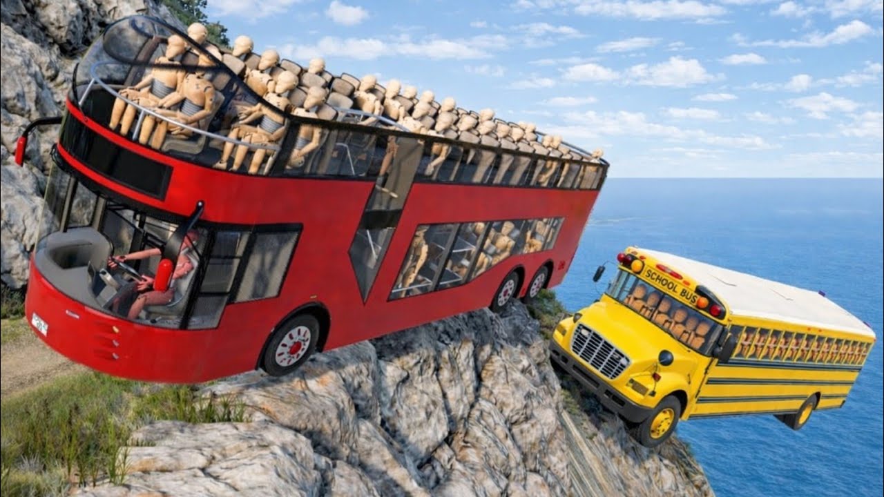 Deadly Full Loaded School Bus on Dangerous Cliff Roads 😱 | BeamNG.drive#136