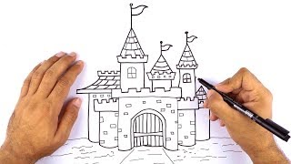 رسم قلعة || كيف ترسم قلعة خطوة بخطوة || تعليم الرسم للمبتدئين