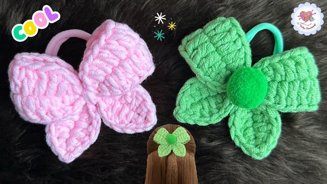 Pretty 🎀  Crochet Ribbon Hair Ties / Easy Crochet Bow for Beginners